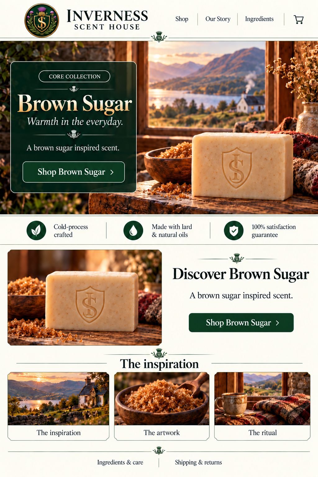 Brown Sugar soap landing-page artwork