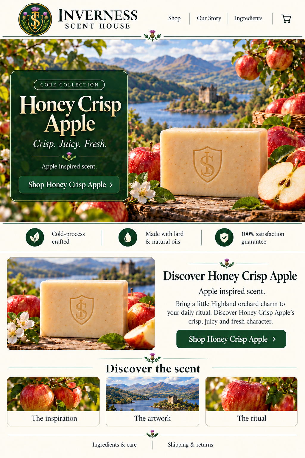 Honey Crisp Apple soap landing-page artwork