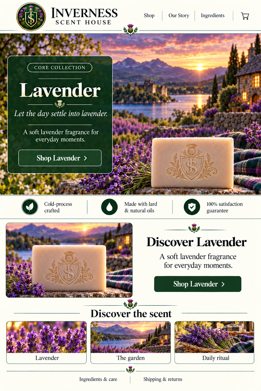 Lavender soap landing-page artwork
