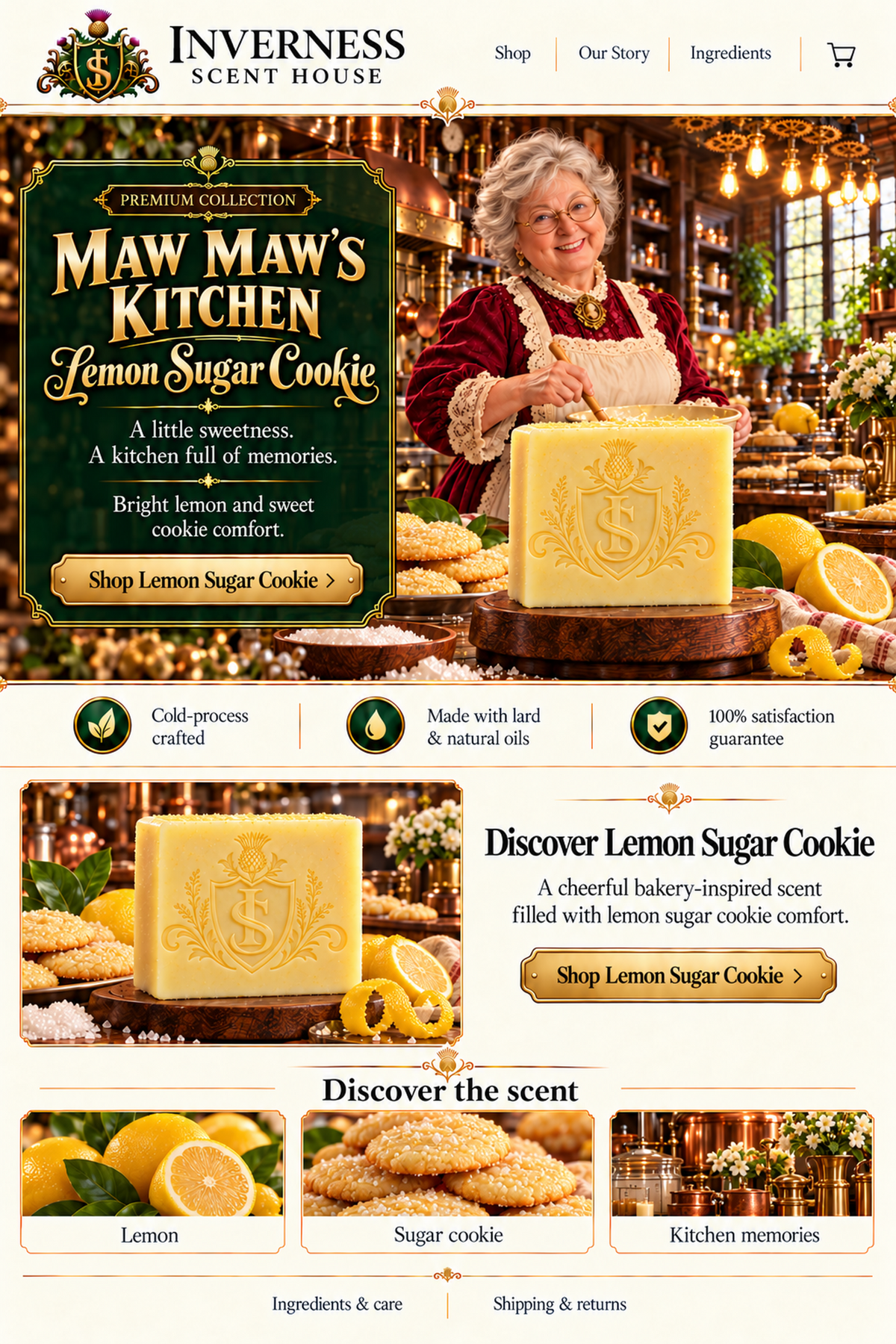 Lemon Sugar Cookie premium soap landing-page artwork