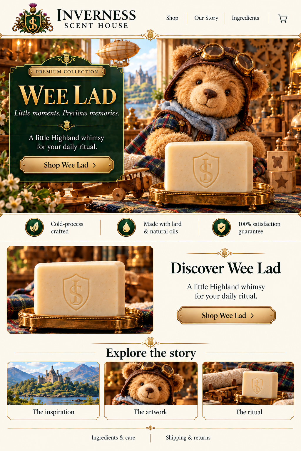 Wee Lad premium soap landing-page artwork