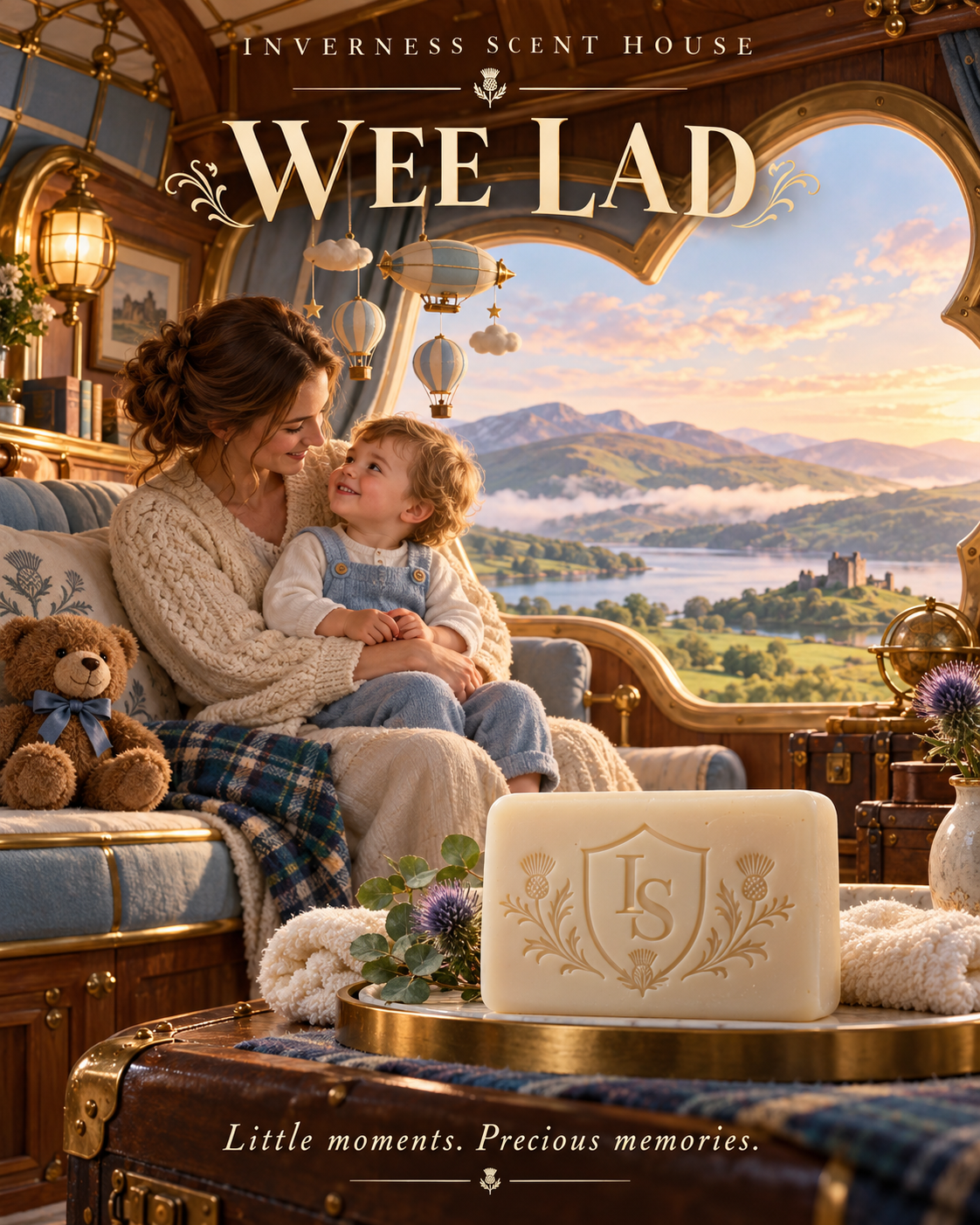 Wee Lad whimsical steampunk airship nursery artwork