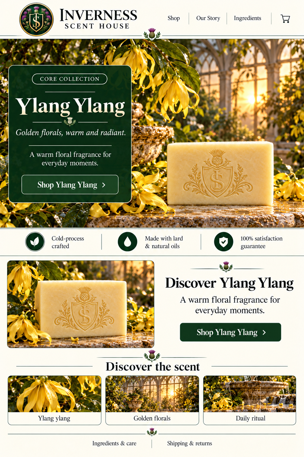 Ylang Ylang soap landing-page artwork